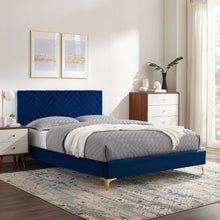 Load image into Gallery viewer, Leah Chevron Tufted Performance Velvet Queen Platform Bed by Modway