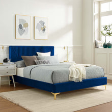 Load image into Gallery viewer, Yasmine Channel Tufted Performance Velvet Queen Platform Bed by Modway