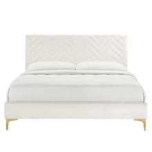 Load image into Gallery viewer, Leah Chevron Tufted Performance Velvet Twin Platform Bed by Modway