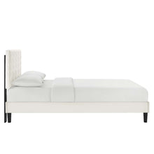 Load image into Gallery viewer, Leah Tapered Wood Leg Chevron Tufted Performance Velvet Twin Platform Bed by Modway