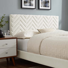 Load image into Gallery viewer, Leah Tapered Wood Leg Chevron Tufted Performance Velvet Twin Platform Bed by Modway