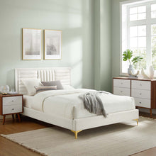 Load image into Gallery viewer, Sofia Channel Tufted Performance Velvet King Platform Bed by Modway