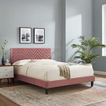 Load image into Gallery viewer, Leah Chevron Tufted Performance Velvet King Platform Bed by Modway