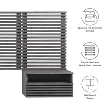 Load image into Gallery viewer, Render Wall Mount Queen Headboard and Modern Nightstands by Modway