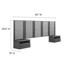 Load image into Gallery viewer, Render Wall Mount Queen Headboard and Modern Nightstands by Modway
