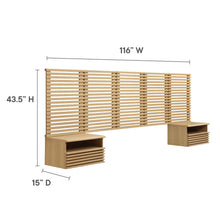 Load image into Gallery viewer, Render Wall Mount Queen Headboard and Modern Nightstands by Modway