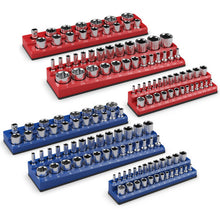 Load image into Gallery viewer, 6-Piece Metric and SAE Magnetic Socket Organizer Set-Red and Blue
