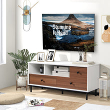 Load image into Gallery viewer, Mid-Century TV Stand for 50-inch TVs with 2 Cubbies and 3 Drawers
