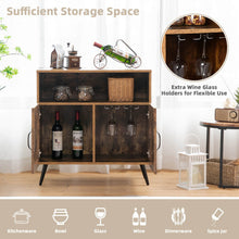 Load image into Gallery viewer, Mid-century Wooden Storage Cabinet Wine Glass Holders-Rustic Brown