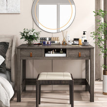 Load image into Gallery viewer, Mid-century Computer Desk with 2 Drawers and Cubby-Oak