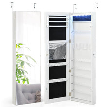 Load image into Gallery viewer, Wall Door Mounted Jewelry Armoire with Frameless LED Mirror-White