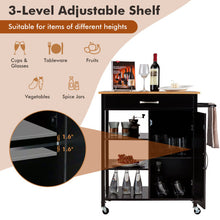 Load image into Gallery viewer, Mobile Kitchen Island Cart with Rubber Wood Top-Brown
