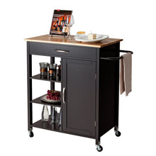 Load image into Gallery viewer, Mobile Kitchen Island Cart with Rubber Wood Top-Brown