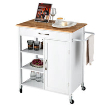 Load image into Gallery viewer, Mobile Kitchen Island Cart with Rubber Wood Top-White