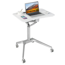 Load image into Gallery viewer, Mobile Standing Laptop Desk with Tablet Holder and 4 Rolling Casters-White