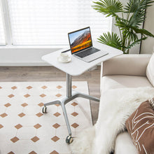 Load image into Gallery viewer, Mobile Standing Laptop Desk with Tablet Holder and 4 Rolling Casters-White