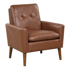 Load image into Gallery viewer, Modern PU Leather Accent Chair with Solid Wood Legs-Brown