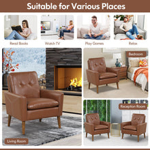 Load image into Gallery viewer, Modern PU Leather Accent Chair with Solid Wood Legs-Brown