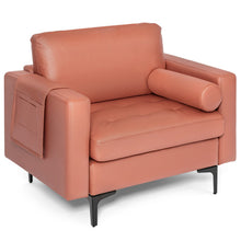 Load image into Gallery viewer, Modern Accent Chair with Bolster and Side Storage Pocket-Pink