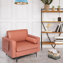 Load image into Gallery viewer, Modern Accent Chair with Bolster and Side Storage Pocket-Pink