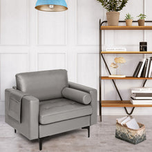 Load image into Gallery viewer, Modern Single Sofa with Cushion Bolster and Side Storage Pocket