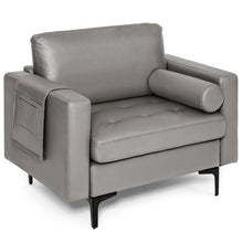 Load image into Gallery viewer, Modern Single Sofa with Cushion Bolster and Side Storage Pocket
