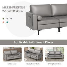 Load image into Gallery viewer, Modern Loveseat Sofa with 2 Bolsters and Side Storage Pocket-Light Gray