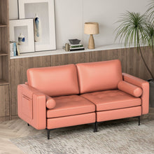 Load image into Gallery viewer, Modern Loveseat Sofa with 2 Bolsters and Side Storage Pocket-Pink