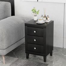Load image into Gallery viewer, Modern Nightstand with 3 Drawers for Bedroom Living Room-Black