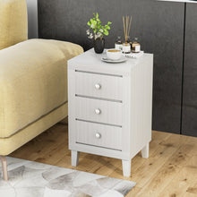 Load image into Gallery viewer, Modern Nightstand with 3 Drawers for Bedroom Living Room-White