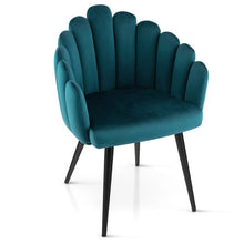Load image into Gallery viewer, Modern Velvet Dining Chair with Metal Base and Petal Backrest-Teal