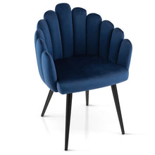 Load image into Gallery viewer, Modern Velvet Dining Chair with Metal Base and Petal Backrest-Blue