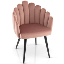 Load image into Gallery viewer, Modern Velvet Dining Chair with Metal Base and Petal Backrest-Pink