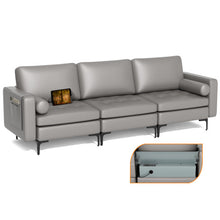 Load image into Gallery viewer, Modular 3-Seat Sofa Couch with Socket USB Ports and Side Storage Pocket-Light Gray