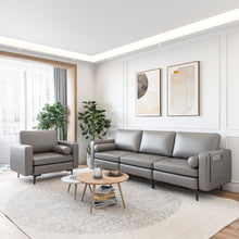 Load image into Gallery viewer, Modular 3-Seat Sofa Couch with Socket USB Ports and Side Storage Pocket-Light Gray