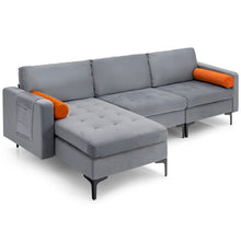 Load image into Gallery viewer, Modular L-shaped 3-Seat Sectional Sofa with Reversible Chaise and 2 USB Ports-Gray