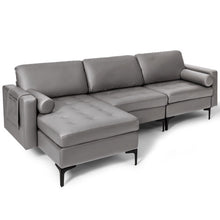Load image into Gallery viewer, Modular L-shaped 3-Seat Sectional Sofa with Reversible Chaise and 2 USB Ports-Light Gray