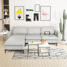 Load image into Gallery viewer, Modular L-shaped Sectional Sofa with Reversible Chaise and 2 USB Ports-Light Gray