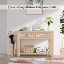 Load image into Gallery viewer, 2-Tier Console Table with Drawers and Open Storage Shelf-Natural