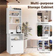 Load image into Gallery viewer, 6-Tier Bookshelf with Charging Station and Cabinet-White