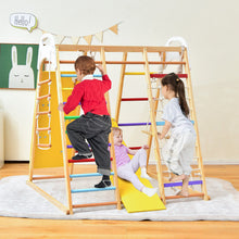 Load image into Gallery viewer, 8-in-1 Wooden Jungle Gym Playset with Monkey Bars-Multicolor