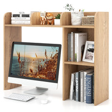 Load image into Gallery viewer, 3-Tier Multipurpose Desk Bookshelf with 4 Shelves-Natural