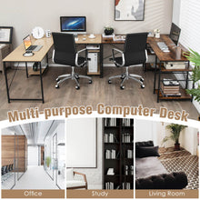 Load image into Gallery viewer, L Shaped Computer Desk with 4 Storage Shelves and Cable Holes-Natural