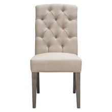 Load image into Gallery viewer, Set of Two Napa Tufted Dining Side Chairs in Sand Linen Fabric with Wood Legs in Grey Oak Finish by Diamond Sofa