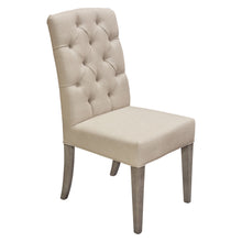 Load image into Gallery viewer, Set of Two Napa Tufted Dining Side Chairs in Sand Linen Fabric with Wood Legs in Grey Oak Finish by Diamond Sofa