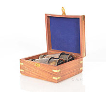 Load image into Gallery viewer, Binocular w leather overlay in wood box