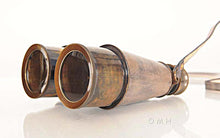 Load image into Gallery viewer, Binocular w leather overlay in wood box