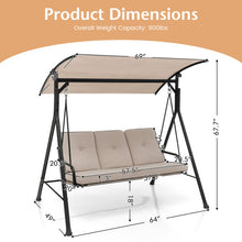 Load image into Gallery viewer, 3-Person Outdoor Patio Porch Swing with Adjustable Canopy and 900 Lbs Weight Capacity