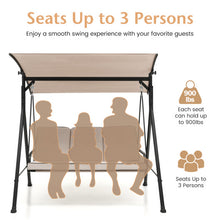 Load image into Gallery viewer, 3-Person Outdoor Patio Porch Swing with Adjustable Canopy and 900 Lbs Weight Capacity