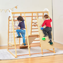 Load image into Gallery viewer, 8-in-1 Wooden Jungle Gym Playset with Monkey Bars-Natural